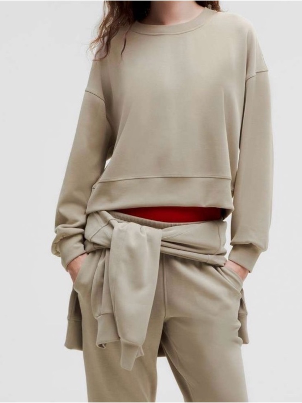 Lululemon Softstreme Perfectly Oversized Cropped Crew - Riverstone